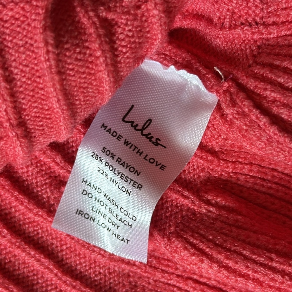 NWT Lulus Coziest Poise Pink Cable Knit Long Sleeve Sweater Mini Dress size M - Picture 14 of 15